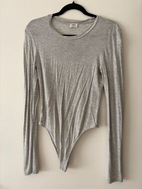 Wilfred Aritzia Gray Long-Sleeve Crewneck Bodysuit